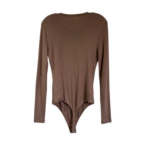 Abercrombie & Fitch Women's Soft A&F Cozy Long Sleeve Tan Neutral Bodysuit Sz M - Picture 2 of 8